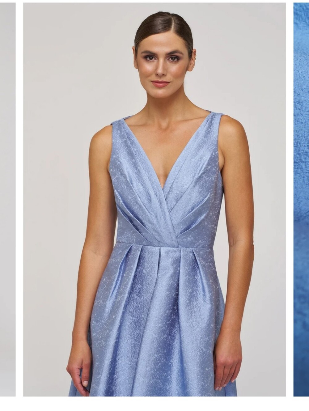 Nwt 16 Size $358 Kay Unger Light Blue Olivia Tea Length Dress V-Neck - Picture 9 of 17